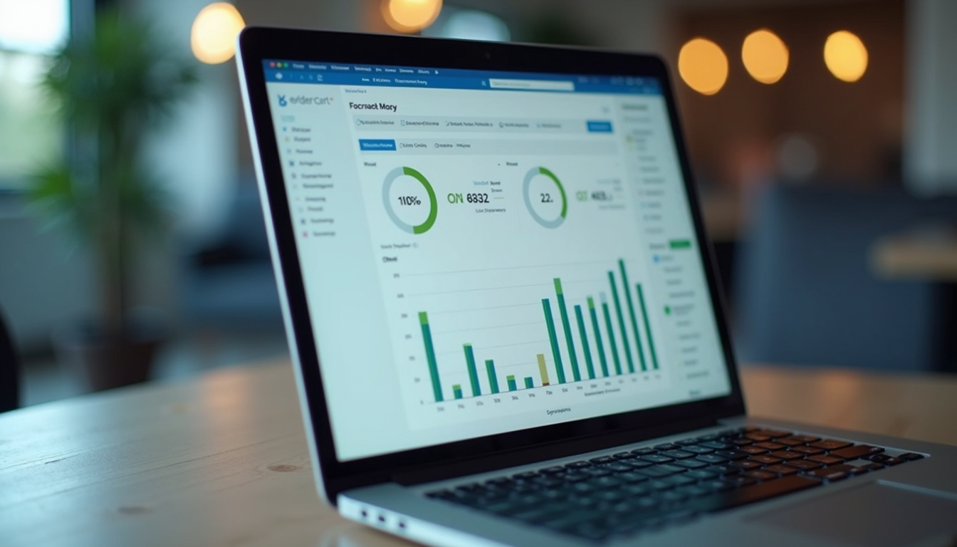 Accounting software dashboard on laptop screen