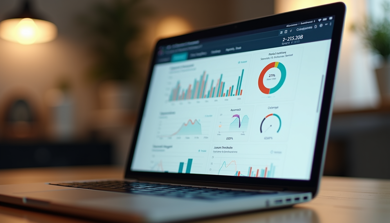 Bookkeeping software dashboard on laptop