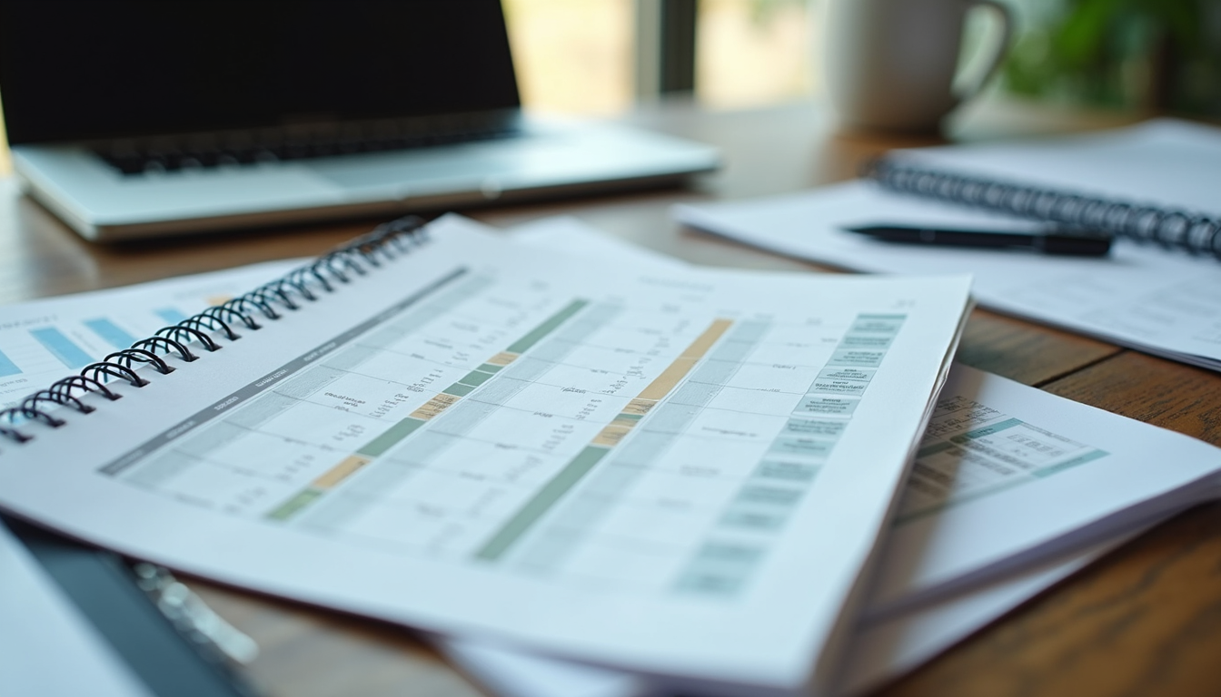 Calendar and financial documents for the bookkeeping schedule