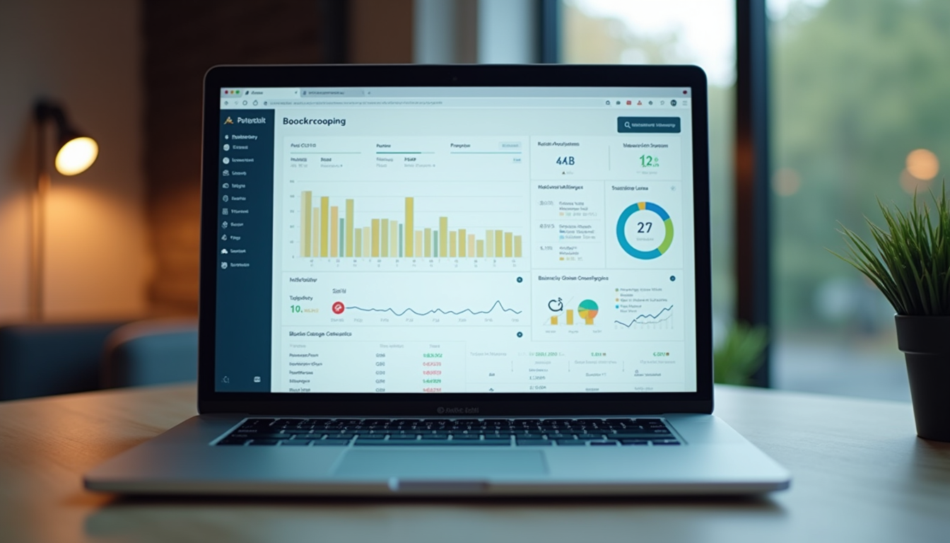 Digital bookkeeping dashboard on laptop screen