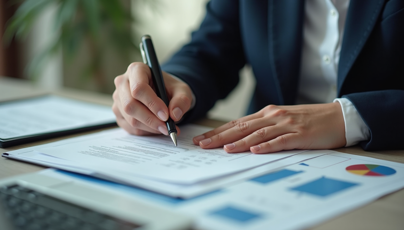 Professional bookkeeper working with financial documents